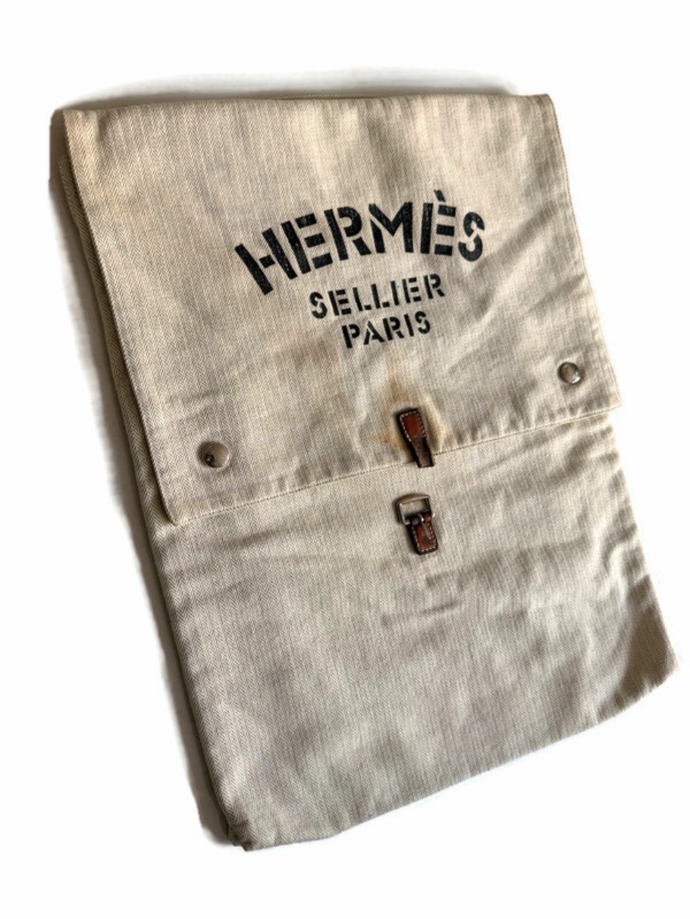 Hermes Beige Canvas Crossbody/clutch bag with Leather Trim - Picture 2 of 13